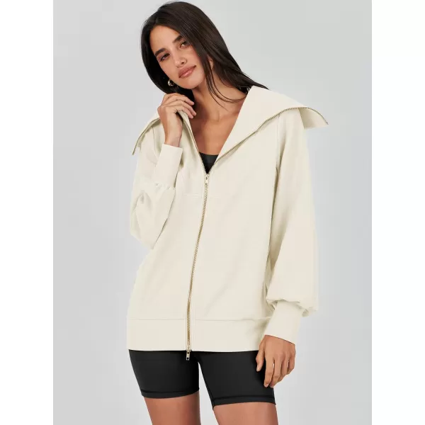 Caracilia Womens Zip Up Sweatshirt Oversized Hoodies Sweater Cute Casual Outfits Top 2023 Fall Winter Jacket Trendy Clothes