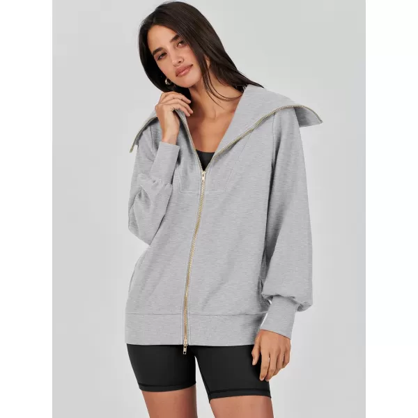 Caracilia Womens Zip Up Sweatshirt Oversized Hoodies Sweater Cute Casual Outfits Top 2023 Fall Winter Jacket Trendy Clothes