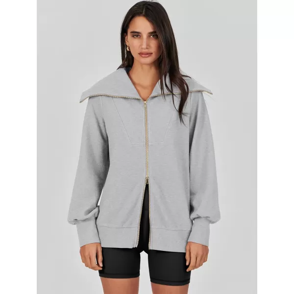 Caracilia Womens Zip Up Sweatshirt Oversized Hoodies Sweater Cute Casual Outfits Top 2023 Fall Winter Jacket Trendy Clothes