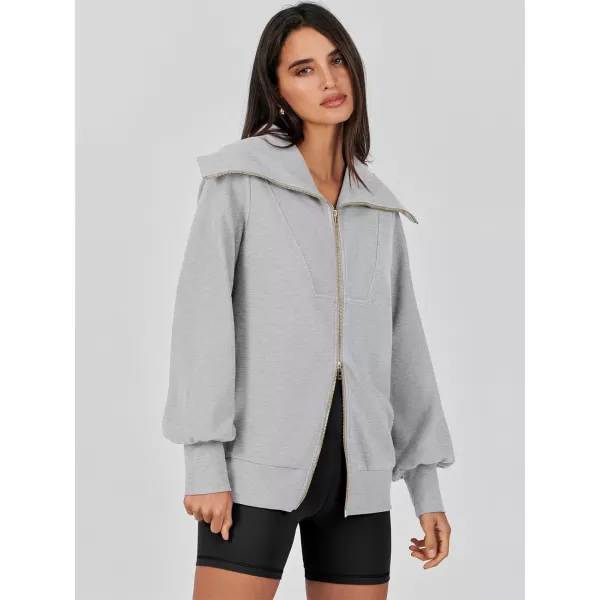 Caracilia Womens Zip Up Sweatshirt Oversized Hoodies Sweater Cute Casual Outfits Top 2023 Fall Winter Jacket Trendy Clothes