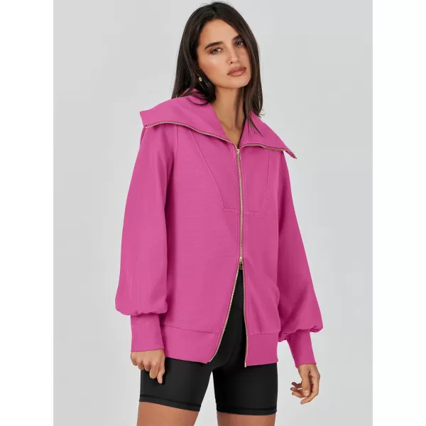 Caracilia Womens Zip Up Sweatshirt Oversized Hoodies Sweater Cute Casual Outfits Top 2023 Fall Winter Jacket Trendy Clothes