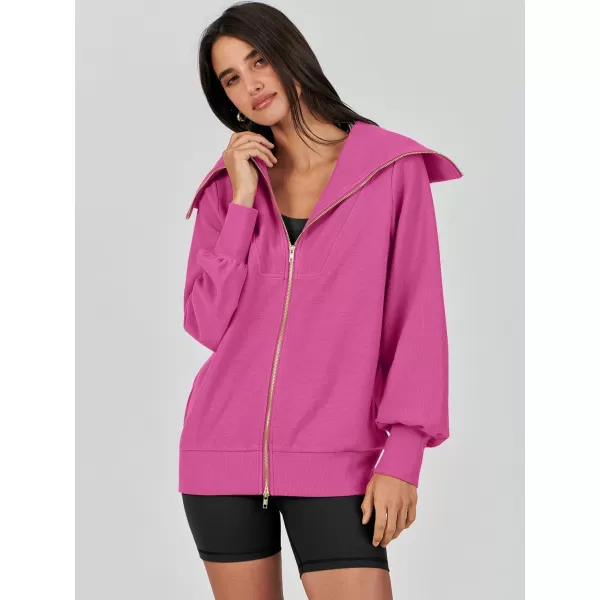 Caracilia Womens Zip Up Sweatshirt Oversized Hoodies Sweater Cute Casual Outfits Top 2023 Fall Winter Jacket Trendy Clothes