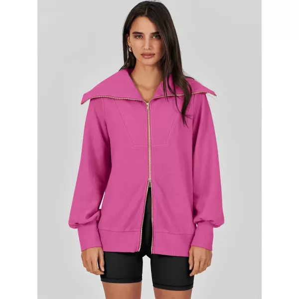 Caracilia Womens Zip Up Sweatshirt Oversized Hoodies Sweater Cute Casual Outfits Top 2023 Fall Winter Jacket Trendy Clothes
