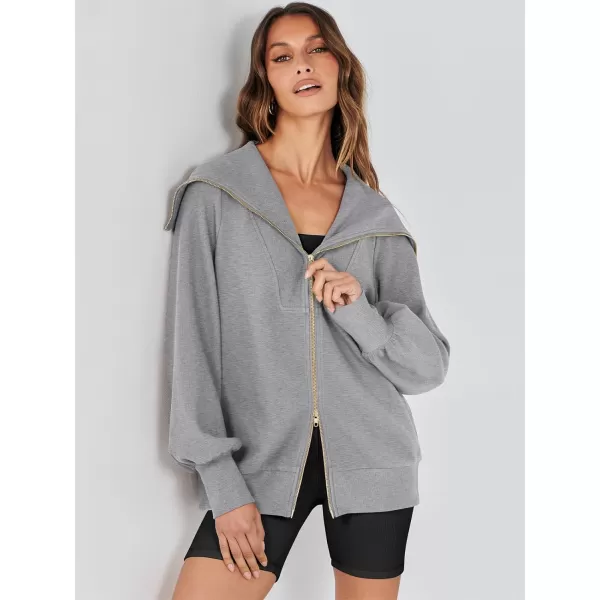 Caracilia Womens Zip Up Sweatshirt Oversized Hoodies Sweater Cute Casual Outfits Top 2023 Fall Winter Jacket Trendy Clothes