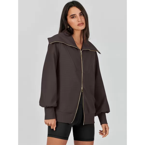 Caracilia Womens Zip Up Sweatshirt Oversized Hoodies Sweater Cute Casual Outfits Top 2023 Fall Winter Jacket Trendy Clothes