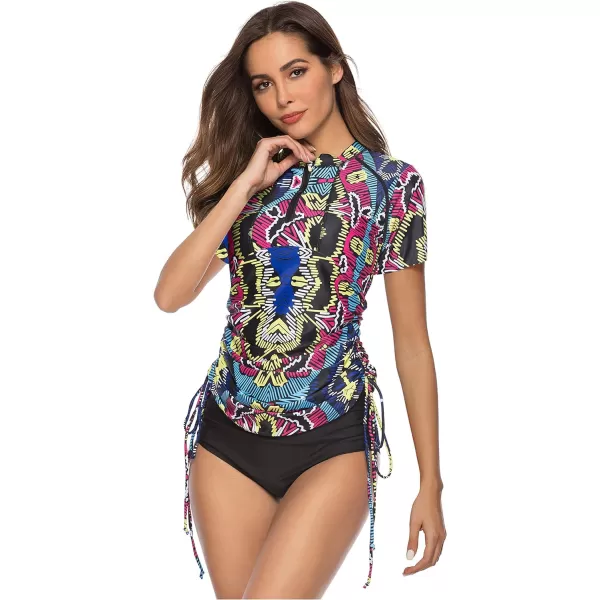 Women's UV Sun Protection Short Sleeve Rash Guard Wetsuit Swimsuit Top