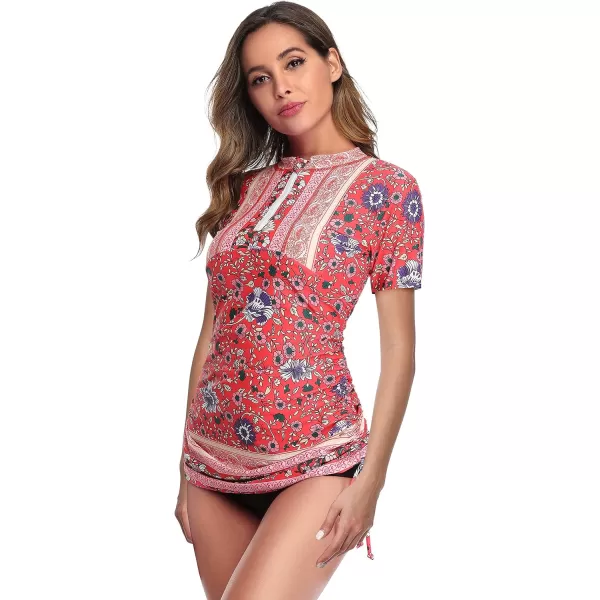 Women's UV Sun Protection Short Sleeve Rash Guard Wetsuit Swimsuit Top