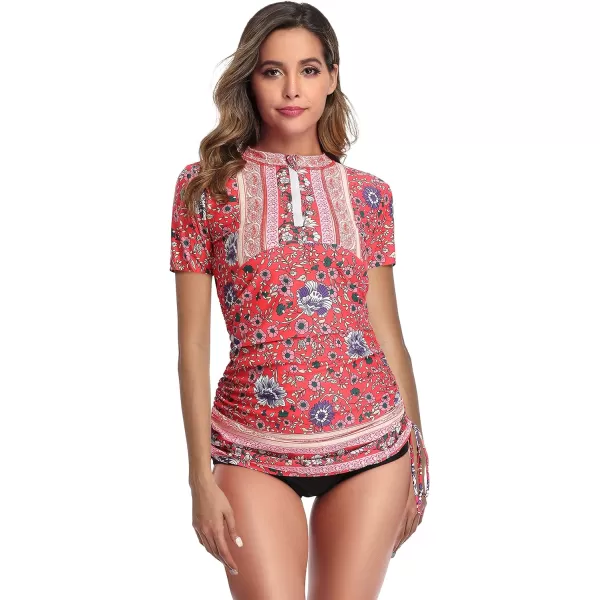 Women's UV Sun Protection Short Sleeve Rash Guard Wetsuit Swimsuit Top