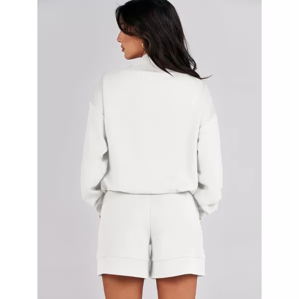 Caracilia Women 2 Piece Outfits Loose Sweatsuits Fashion Cowl Neck Sweatshirts &amp; Shorts Set Lounge Wear Jogger Tracksuit Set