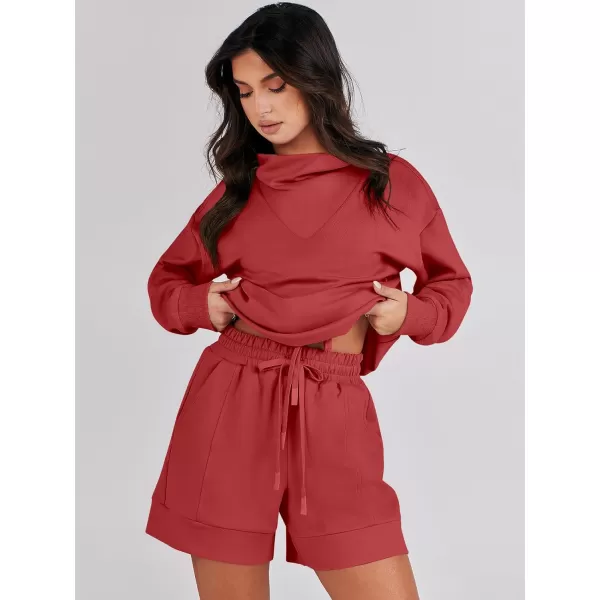 Caracilia Women 2 Piece Outfits Loose Sweatsuits Fashion Cowl Neck Sweatshirts &amp; Shorts Set Lounge Wear Jogger Tracksuit Set