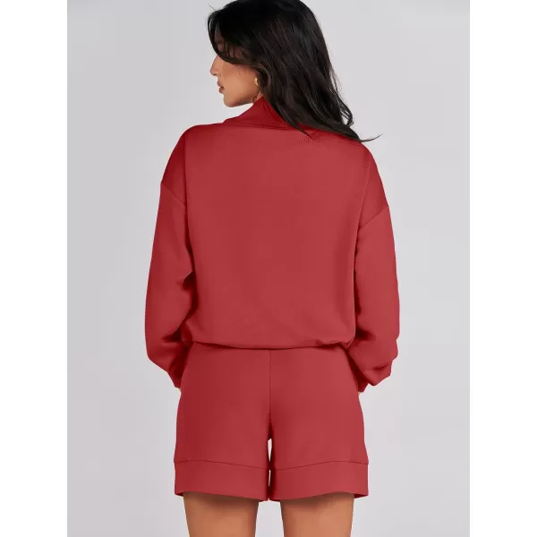 Caracilia Women 2 Piece Outfits Loose Sweatsuits Fashion Cowl Neck Sweatshirts &amp; Shorts Set Lounge Wear Jogger Tracksuit Set