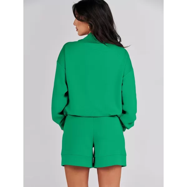 Caracilia Women 2 Piece Outfits Loose Sweatsuits Fashion Cowl Neck Sweatshirts &amp; Shorts Set Lounge Wear Jogger Tracksuit Set