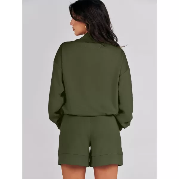 Caracilia Women 2 Piece Outfits Loose Sweatsuits Fashion Cowl Neck Sweatshirts &amp; Shorts Set Lounge Wear Jogger Tracksuit Set