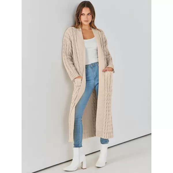 Caracilia Womens Long Cardigan Sweater Open Front Long Sleeve Chunky Cable Knit Duster Outerwear Maxi 2023 Fall Jacket Coats
