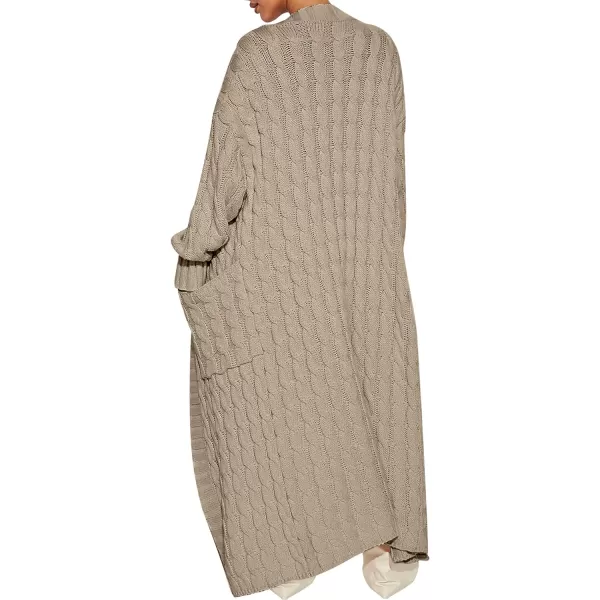 Caracilia Womens Long Cardigan Sweater Open Front Long Sleeve Chunky Cable Knit Duster Outerwear Maxi 2023 Fall Jacket Coats