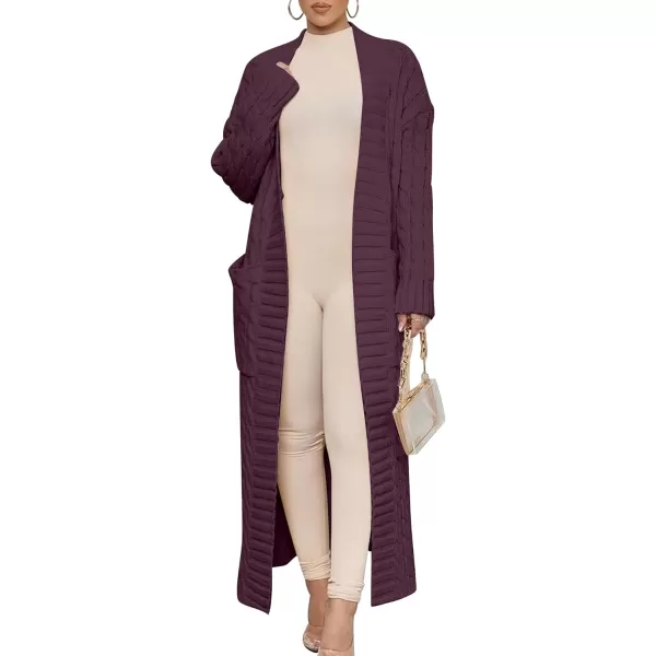 Caracilia Womens Long Cardigan Sweater Open Front Long Sleeve Chunky Cable Knit Duster Outerwear Maxi 2023 Fall Jacket Coats