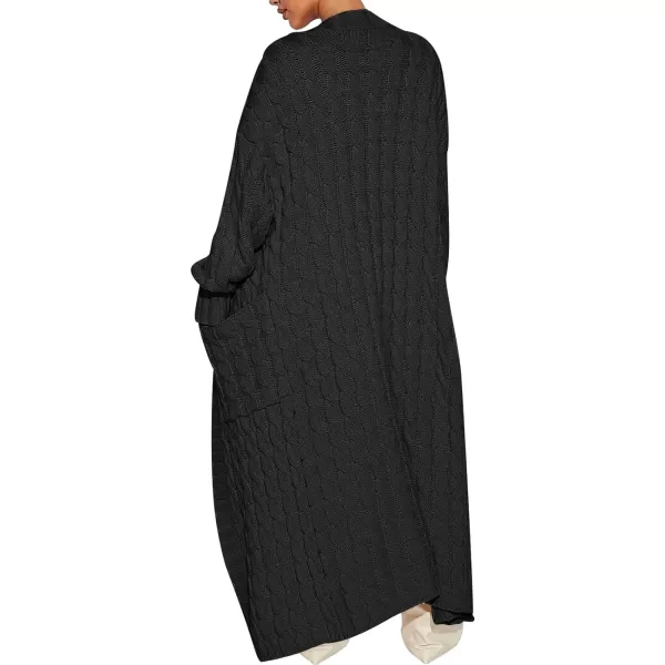 Caracilia Womens Long Cardigan Sweater Open Front Long Sleeve Chunky Cable Knit Duster Outerwear Maxi 2023 Fall Jacket Coats