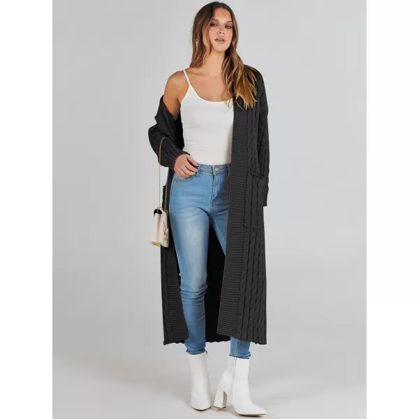 Caracilia Womens Long Cardigan Sweater Open Front Long Sleeve Chunky Cable Knit Duster Outerwear Maxi 2023 Fall Jacket Coats