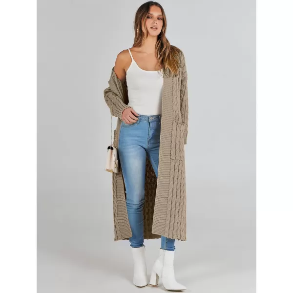 Caracilia Womens Long Cardigan Sweater Open Front Long Sleeve Chunky Cable Knit Duster Outerwear Maxi 2023 Fall Jacket Coats