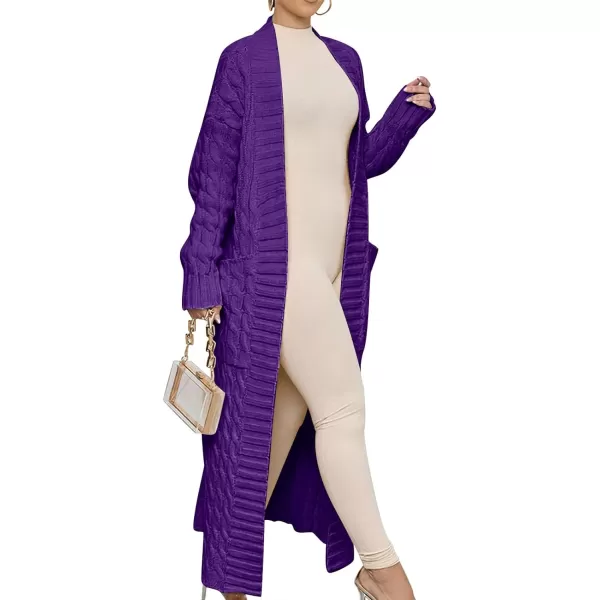 Caracilia Womens Long Cardigan Sweater Open Front Long Sleeve Chunky Cable Knit Duster Outerwear Maxi 2023 Fall Jacket Coats