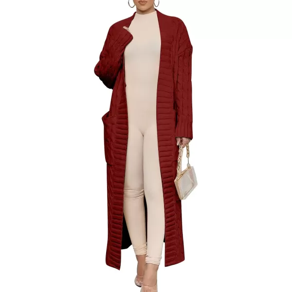 Caracilia Womens Long Cardigan Sweater Open Front Long Sleeve Chunky Cable Knit Duster Outerwear Maxi 2023 Fall Jacket Coats