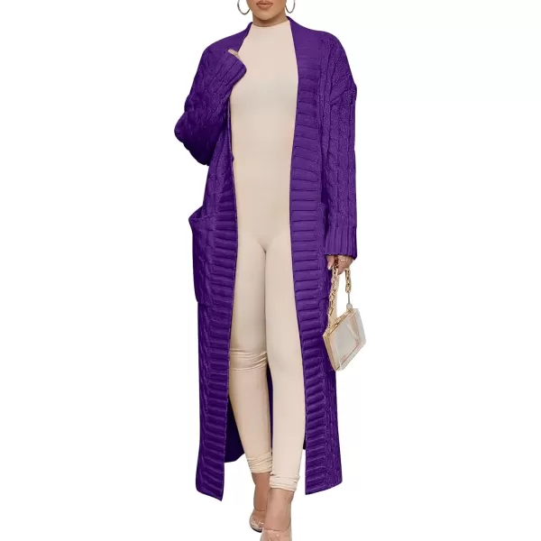 Caracilia Womens Long Cardigan Sweater Open Front Long Sleeve Chunky Cable Knit Duster Outerwear Maxi 2023 Fall Jacket Coats