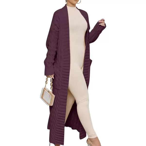 Caracilia Womens Long Cardigan Sweater Open Front Long Sleeve Chunky Cable Knit Duster Outerwear Maxi 2023 Fall Jacket Coats