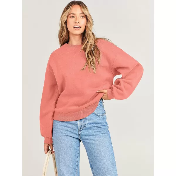 Caracilia Women's Long Sleeve Sweatshirts Crewneck Casual Loose Fit Pullover Fleece Hoodie 2023 Fall Trendy Clothes