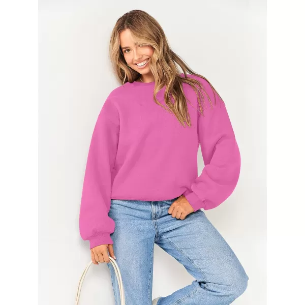 Caracilia Women's Long Sleeve Sweatshirts Crewneck Casual Loose Fit Pullover Fleece Hoodie 2023 Fall Trendy Clothes