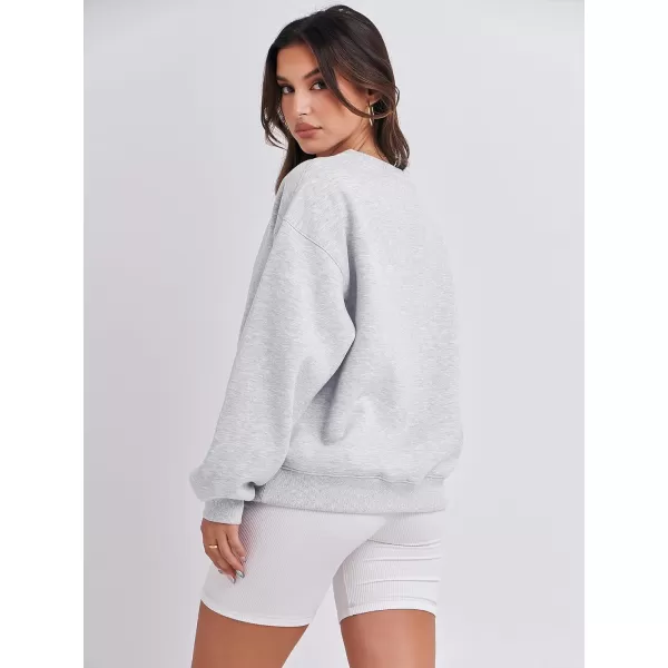 Caracilia Women's Long Sleeve Sweatshirts Crewneck Casual Loose Fit Pullover Fleece Hoodie 2023 Fall Trendy Clothes