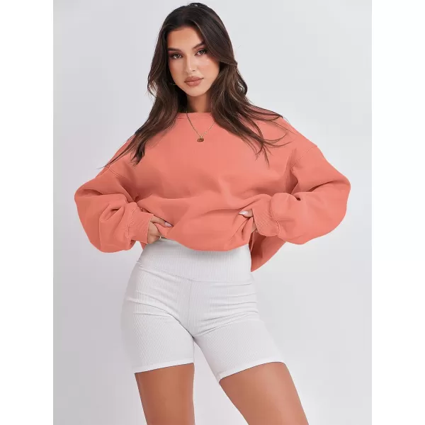 Caracilia Women's Long Sleeve Sweatshirts Crewneck Casual Loose Fit Pullover Fleece Hoodie 2023 Fall Trendy Clothes