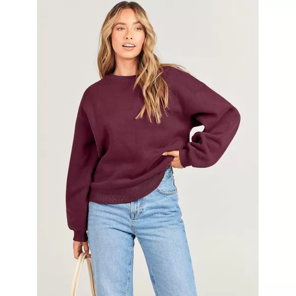 Caracilia Women's Long Sleeve Sweatshirts Crewneck Casual Loose Fit Pullover Fleece Hoodie 2023 Fall Trendy Clothes