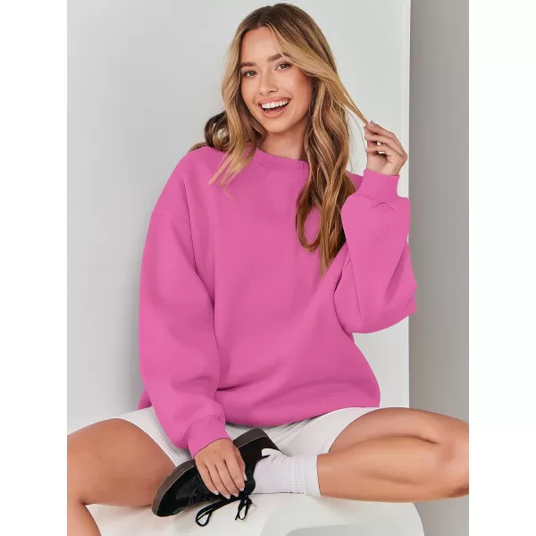 Caracilia Women's Long Sleeve Sweatshirts Crewneck Casual Loose Fit Pullover Fleece Hoodie 2023 Fall Trendy Clothes