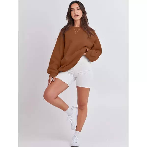Caracilia Women's Long Sleeve Sweatshirts Crewneck Casual Loose Fit Pullover Fleece Hoodie 2023 Fall Trendy Clothes