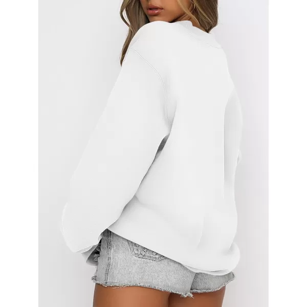 Caracilia Women's Long Sleeve Sweatshirts Crewneck Casual Loose Fit Pullover Fleece Hoodie 2023 Fall Trendy Clothes