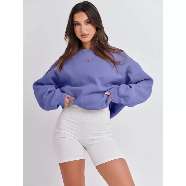 Caracilia Women's Long Sleeve Sweatshirts Crewneck Casual Loose Fit Pullover Fleece Hoodie 2023 Fall Trendy Clothes