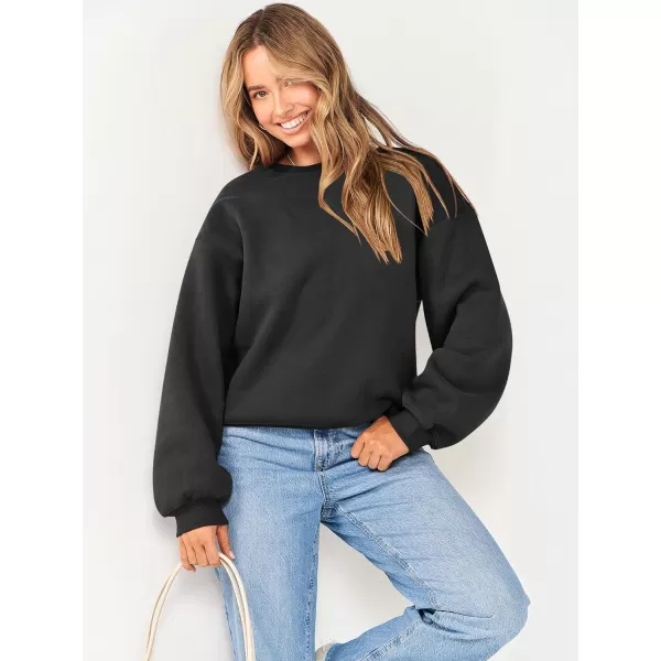 Caracilia Women's Long Sleeve Sweatshirts Crewneck Casual Loose Fit Pullover Fleece Hoodie 2023 Fall Trendy Clothes