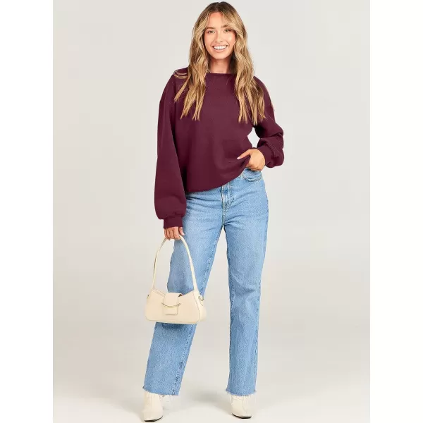 Caracilia Women's Long Sleeve Sweatshirts Crewneck Casual Loose Fit Pullover Fleece Hoodie 2023 Fall Trendy Clothes