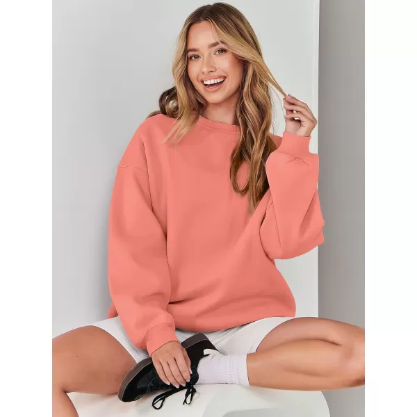 Caracilia Women's Long Sleeve Sweatshirts Crewneck Casual Loose Fit Pullover Fleece Hoodie 2023 Fall Trendy Clothes