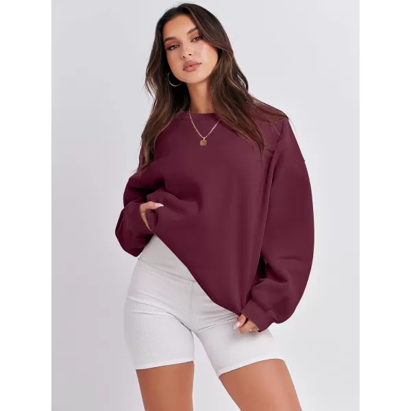 Caracilia Women's Long Sleeve Sweatshirts Crewneck Casual Loose Fit Pullover Fleece Hoodie 2023 Fall Trendy Clothes