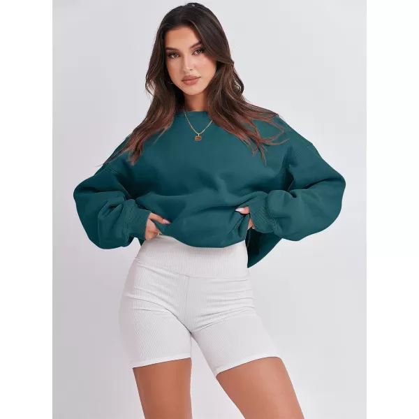 Caracilia Women's Long Sleeve Sweatshirts Crewneck Casual Loose Fit Pullover Fleece Hoodie 2023 Fall Trendy Clothes