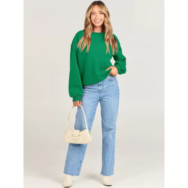 Caracilia Women's Long Sleeve Sweatshirts Crewneck Casual Loose Fit Pullover Fleece Hoodie 2023 Fall Trendy Clothes