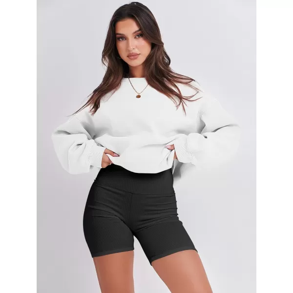Caracilia Women's Long Sleeve Sweatshirts Crewneck Casual Loose Fit Pullover Fleece Hoodie 2023 Fall Trendy Clothes