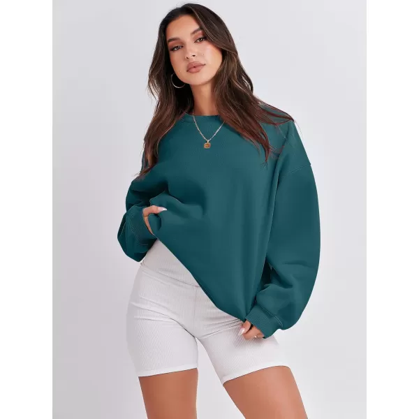 Caracilia Women's Long Sleeve Sweatshirts Crewneck Casual Loose Fit Pullover Fleece Hoodie 2023 Fall Trendy Clothes