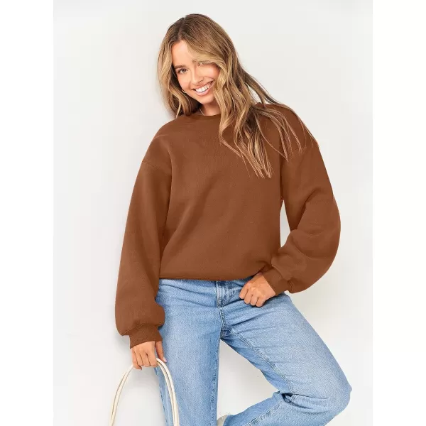 Caracilia Women's Long Sleeve Sweatshirts Crewneck Casual Loose Fit Pullover Fleece Hoodie 2023 Fall Trendy Clothes