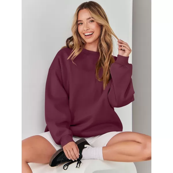 Caracilia Women's Long Sleeve Sweatshirts Crewneck Casual Loose Fit Pullover Fleece Hoodie 2023 Fall Trendy Clothes