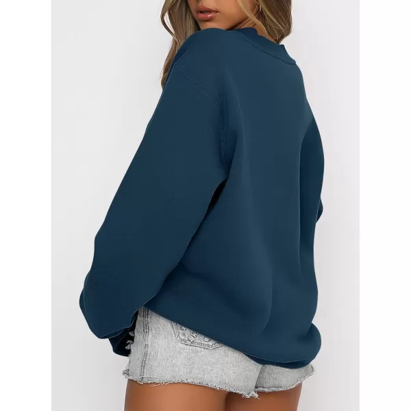 Caracilia Women's Long Sleeve Sweatshirts Crewneck Casual Loose Fit Pullover Fleece Hoodie 2023 Fall Trendy Clothes