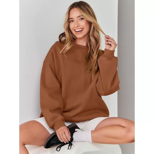 Caracilia Women's Long Sleeve Sweatshirts Crewneck Casual Loose Fit Pullover Fleece Hoodie 2023 Fall Trendy Clothes