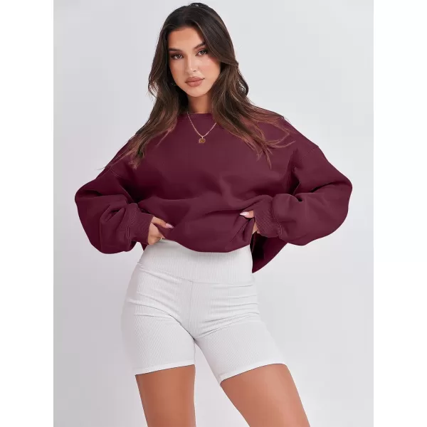 Caracilia Women's Long Sleeve Sweatshirts Crewneck Casual Loose Fit Pullover Fleece Hoodie 2023 Fall Trendy Clothes