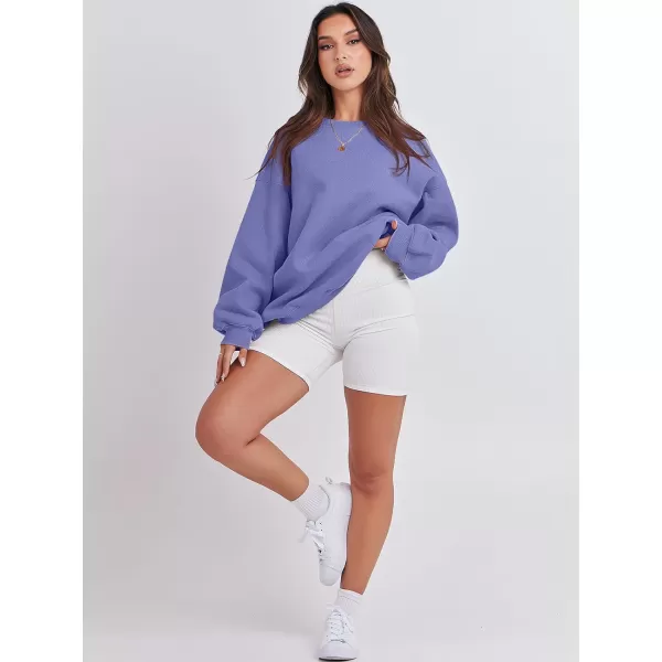 Caracilia Women's Long Sleeve Sweatshirts Crewneck Casual Loose Fit Pullover Fleece Hoodie 2023 Fall Trendy Clothes